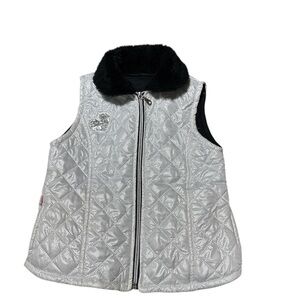 AS-IS Vintage Pink Panther Silver Metallic Quilted Vest Kids 10